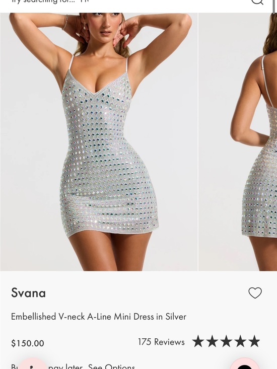 Oh Polly Dresses & Skirts - Oh Polly Silver Embellished V-Neck Mini Dress